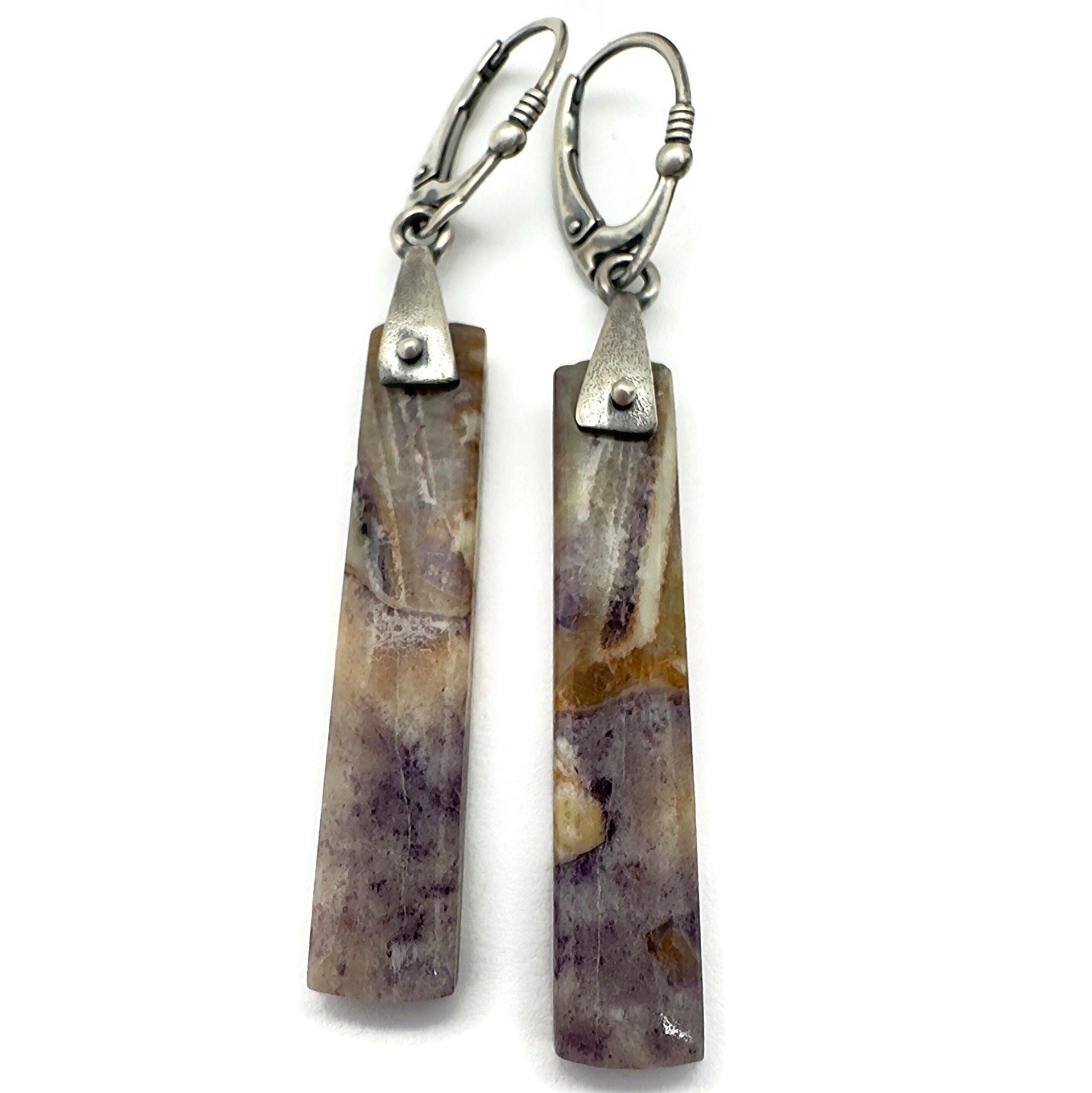 Purple Fluorite Saddle Earrings