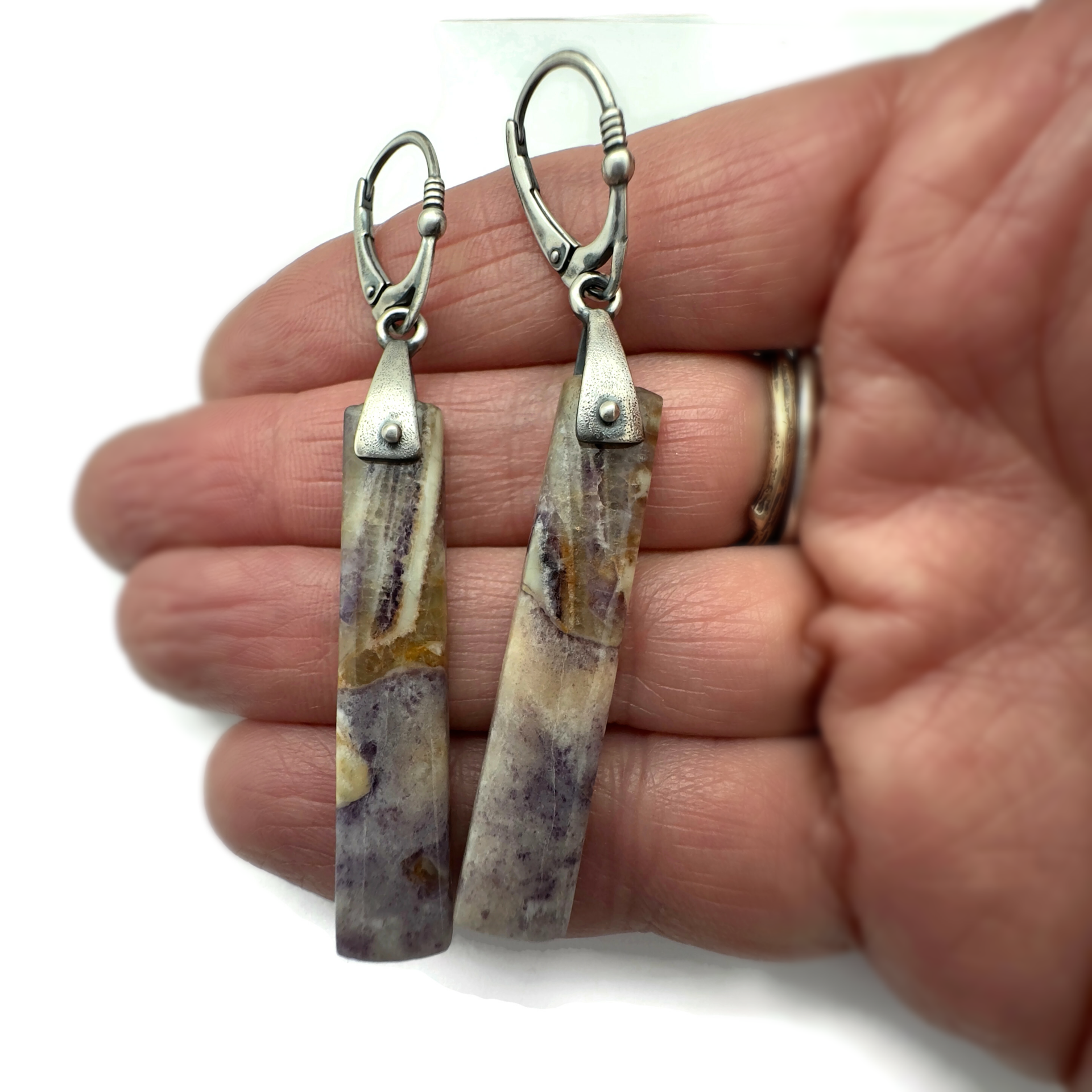 Purple Fluorite Saddle Earrings