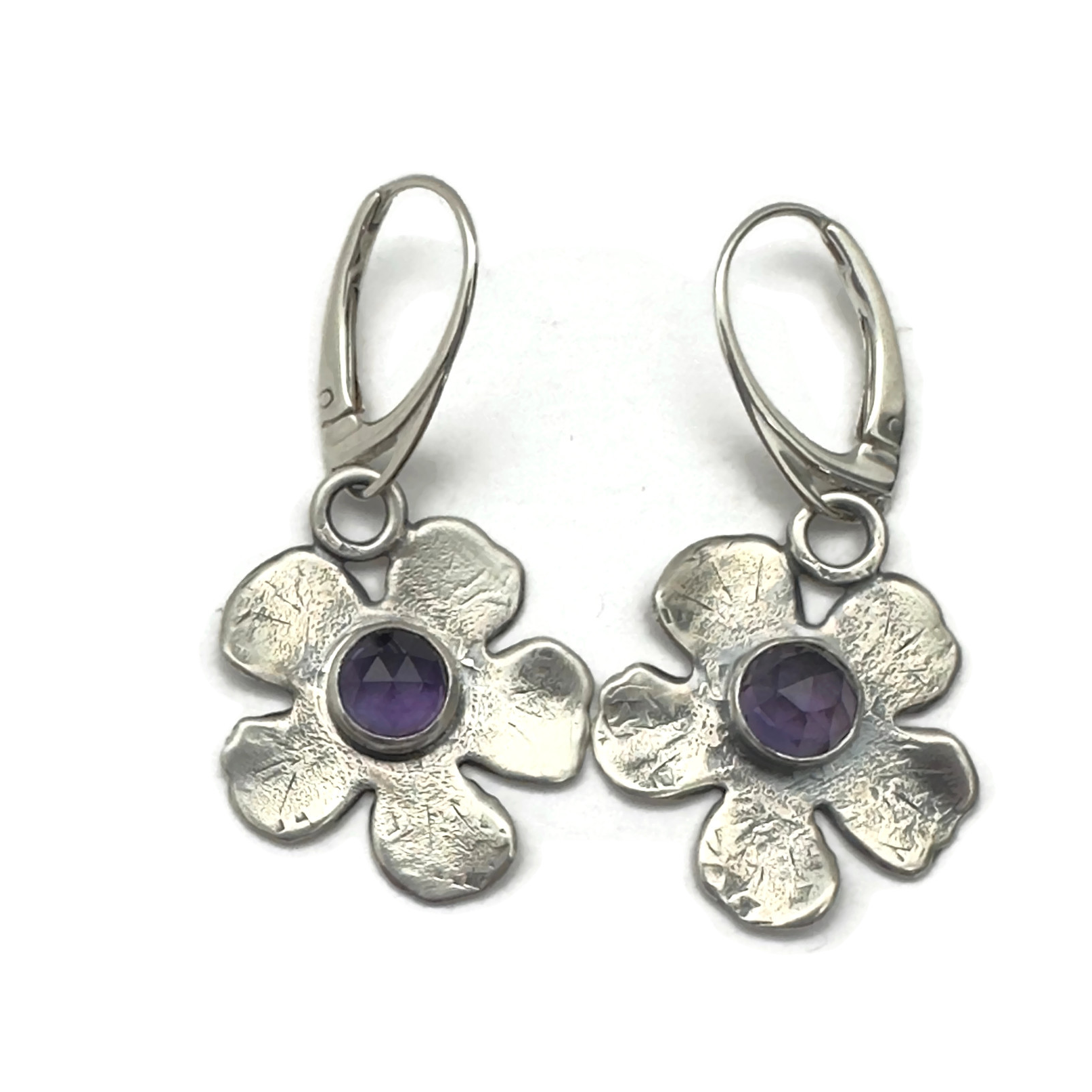 Sterling Silver and Amethyst Floral Earrings