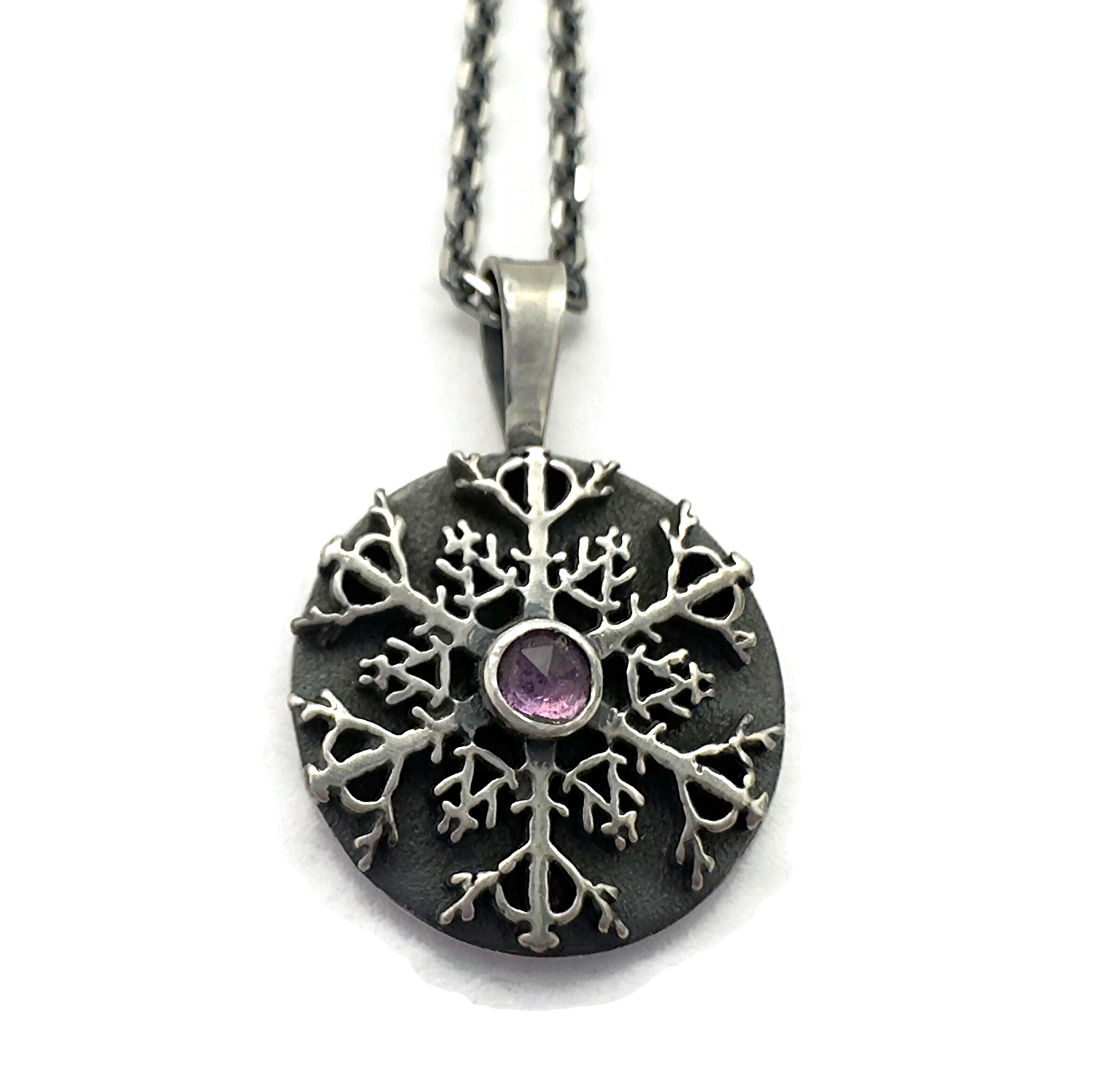 Sterling Silver with Amethyst Snowflake Necklace