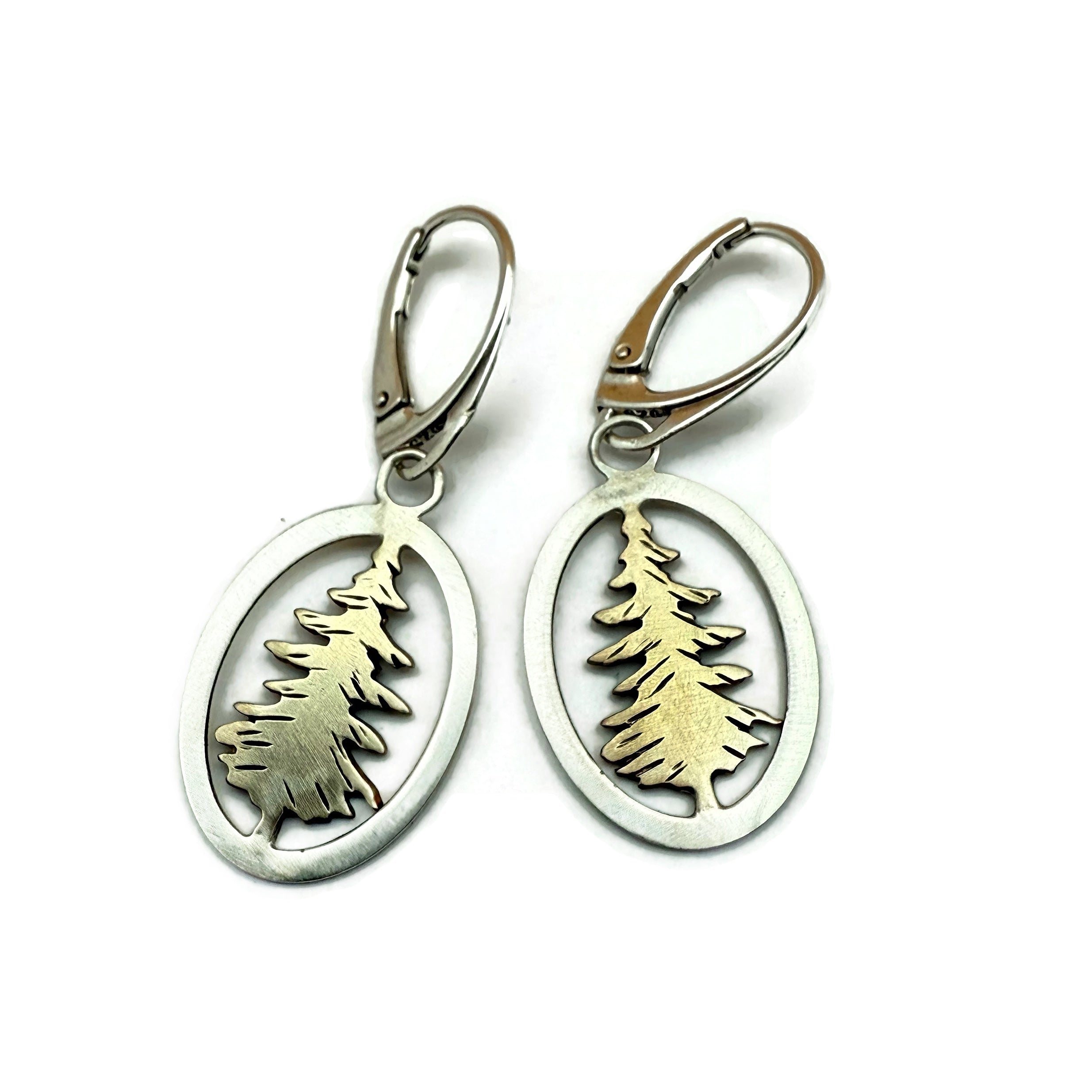 Sierra Pines Earrings in Sterling Silver and Bronze