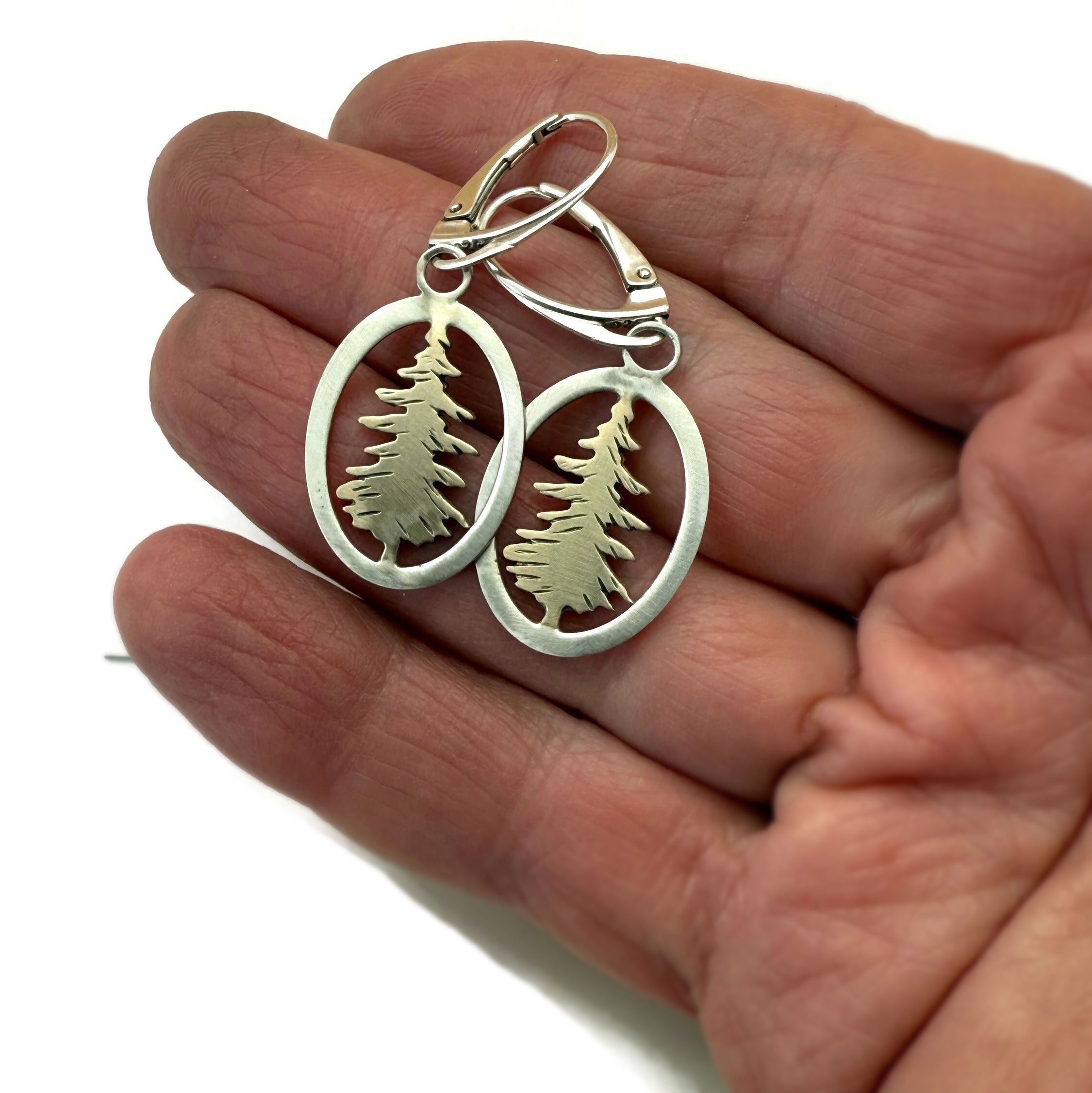 Sierra Pines Earrings in Sterling Silver and Bronze