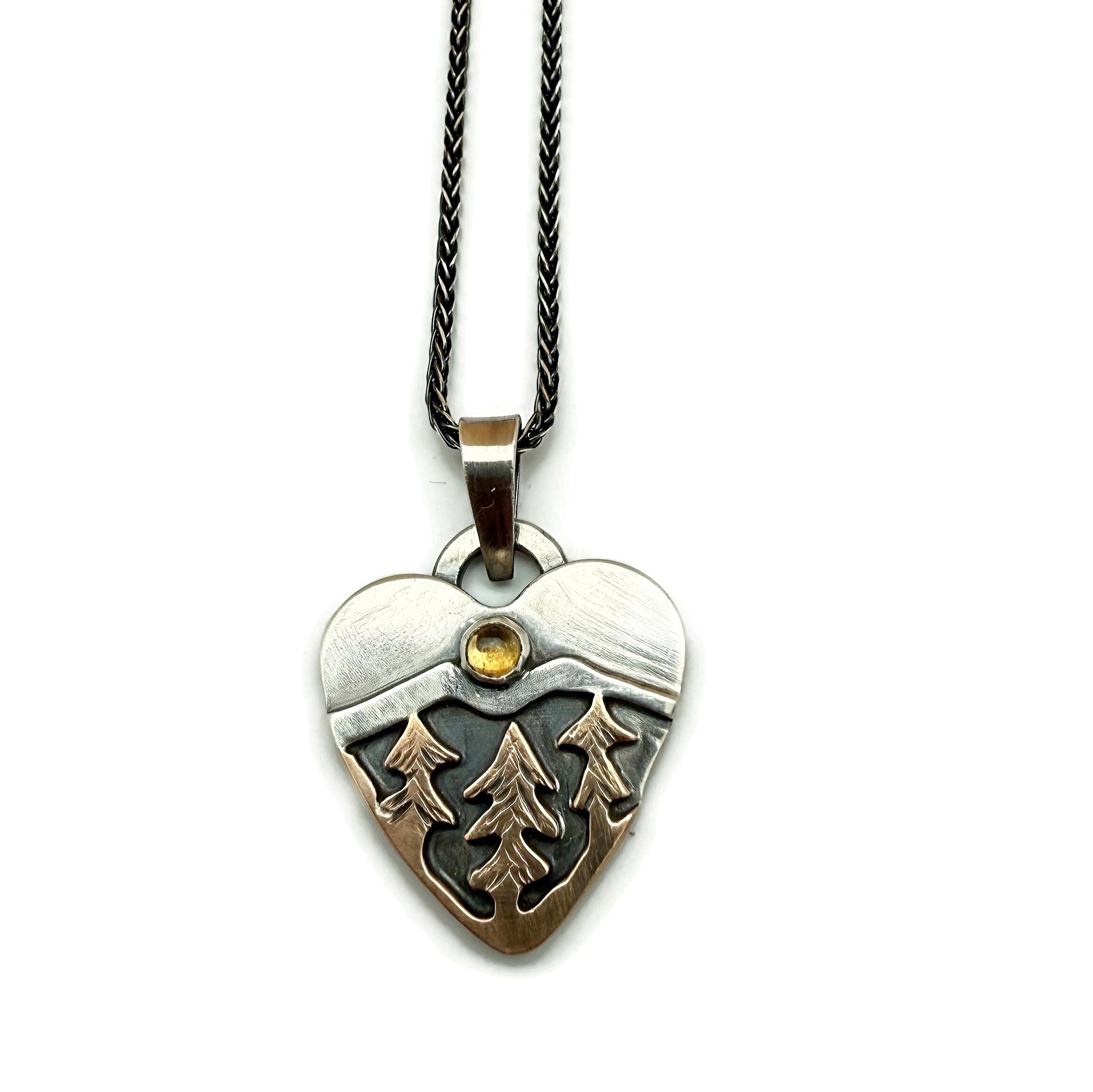 Sunrise Pines Alpine Heart - Sterling Silver and Bronze and Citrine