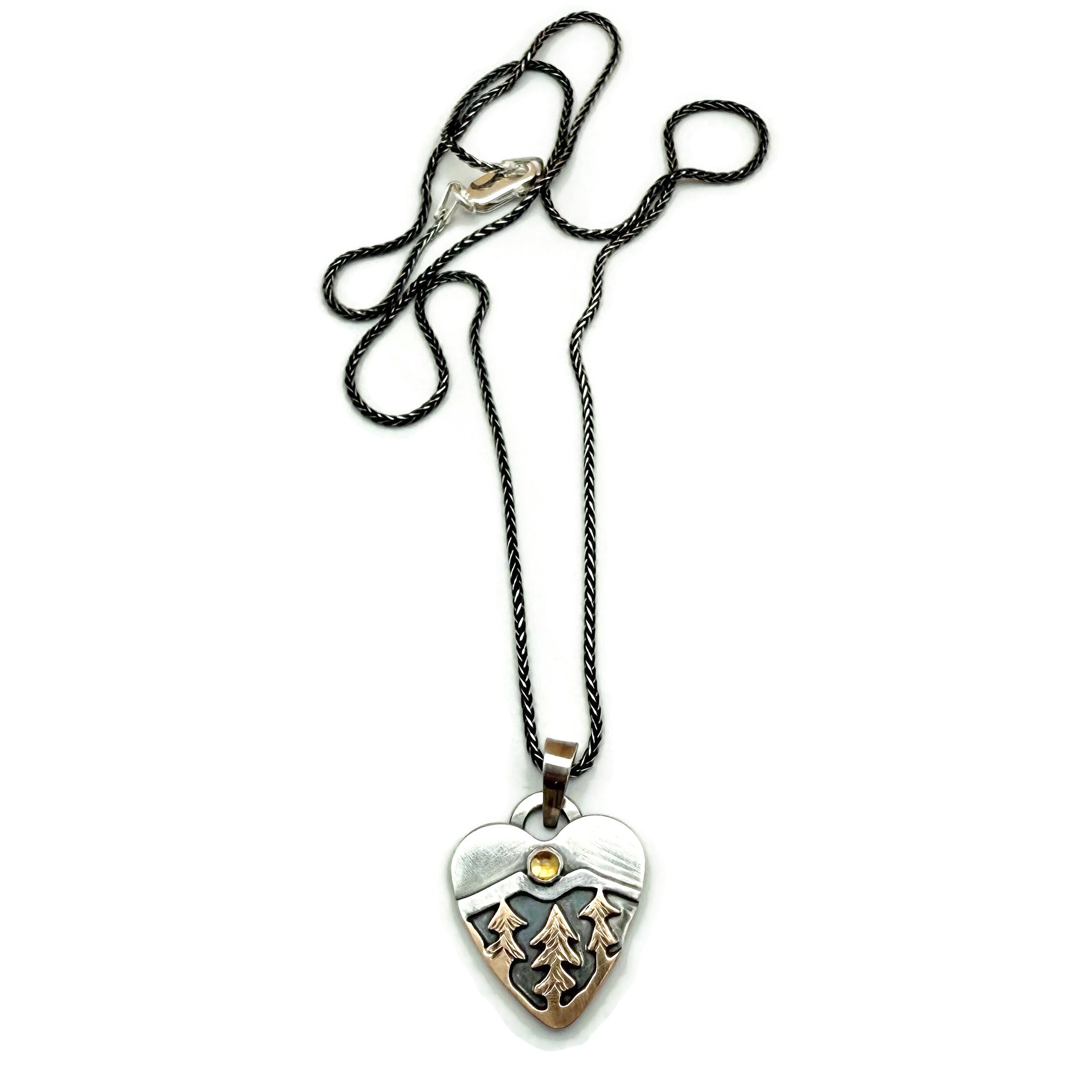 Sunrise Pines Alpine Heart - Sterling Silver and Bronze and Citrine