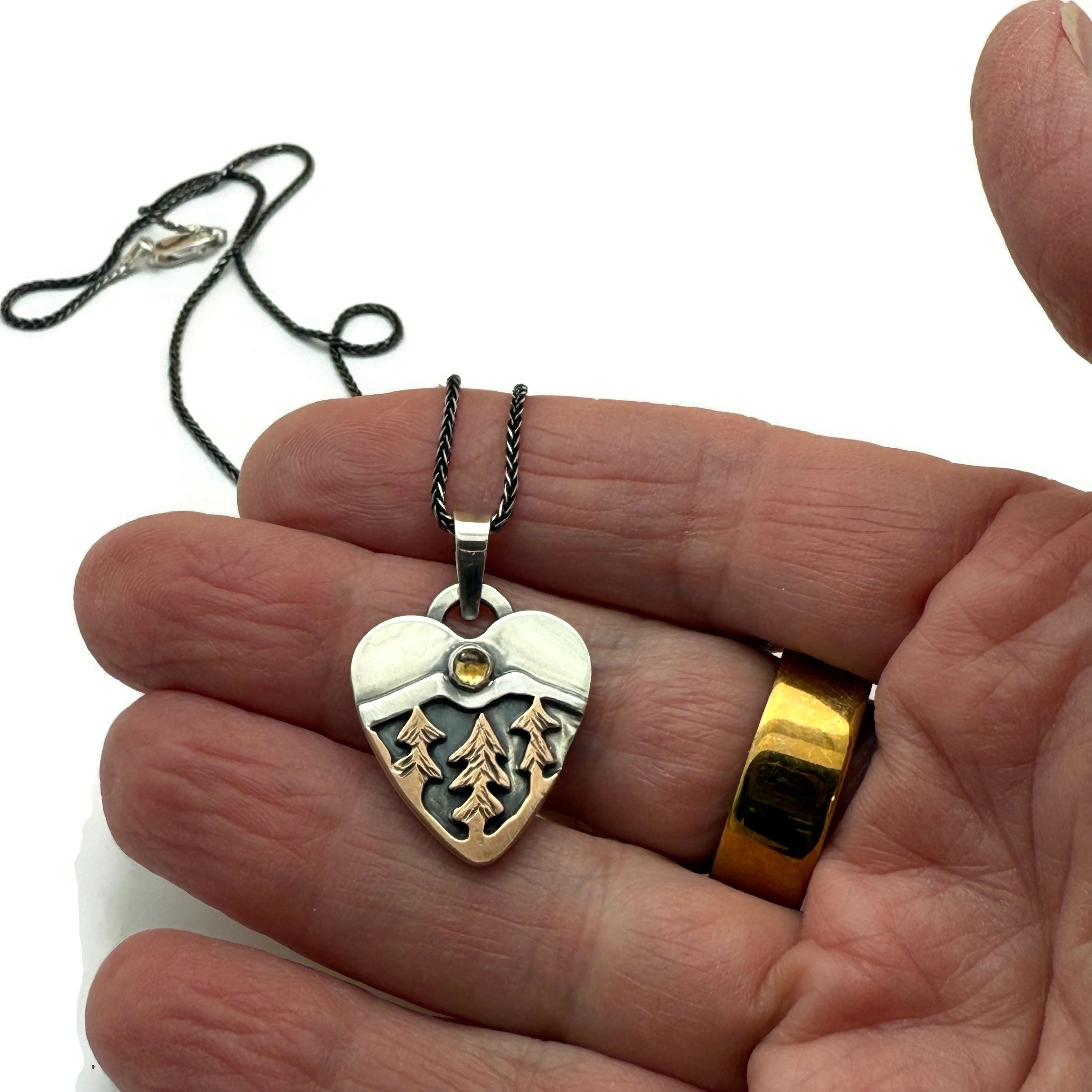 Sunrise Pines Alpine Heart - Sterling Silver and Bronze and Citrine