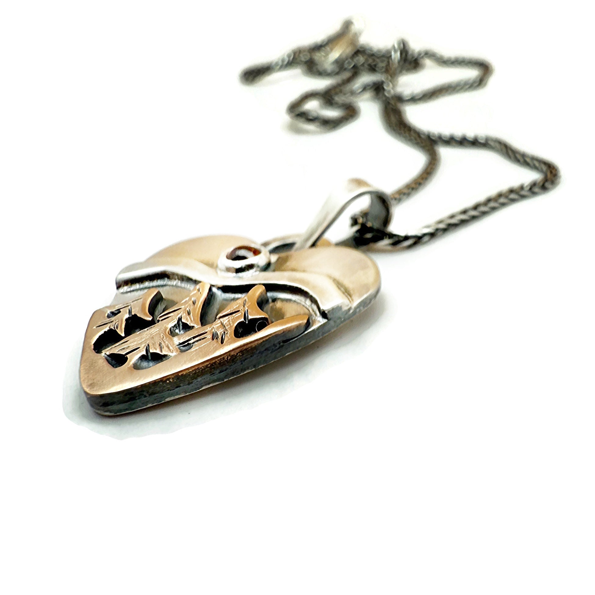 Sunrise Pines Alpine Heart - Sterling Silver and Bronze and Garnet