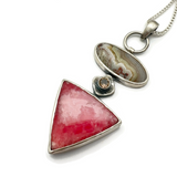 rhodochrosite jessite agate and smoky quartz statement necklace