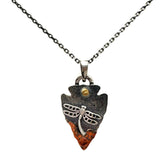 Mixed Metals Arrowhead Shaped Dragonfly Necklace
