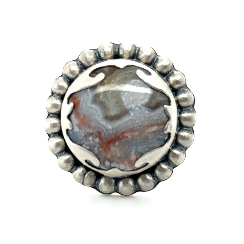 Jessite Agate Ring in Sterling Silver Size 8.5