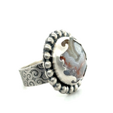 Jessite Agate Ring in Sterling Silver Size 8.5