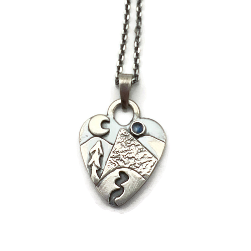 Alpine Heart in Sterling Silver with Montana Sapphire