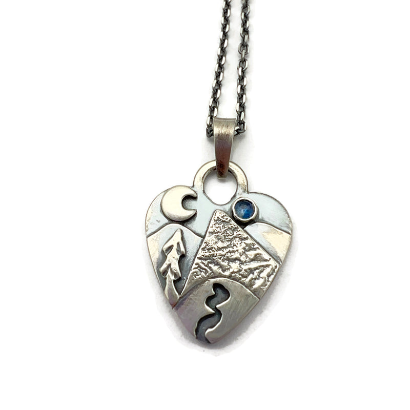 Alpine Heart in Sterling Silver with Montana Sapphire