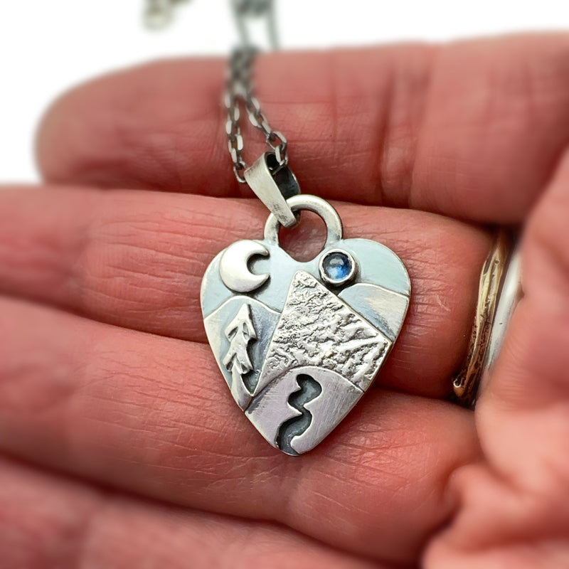 Alpine Heart in Sterling Silver with Montana Sapphire