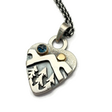 Alpine Heart in Sterling Silver, 14k Gold with Montana Sapphire
