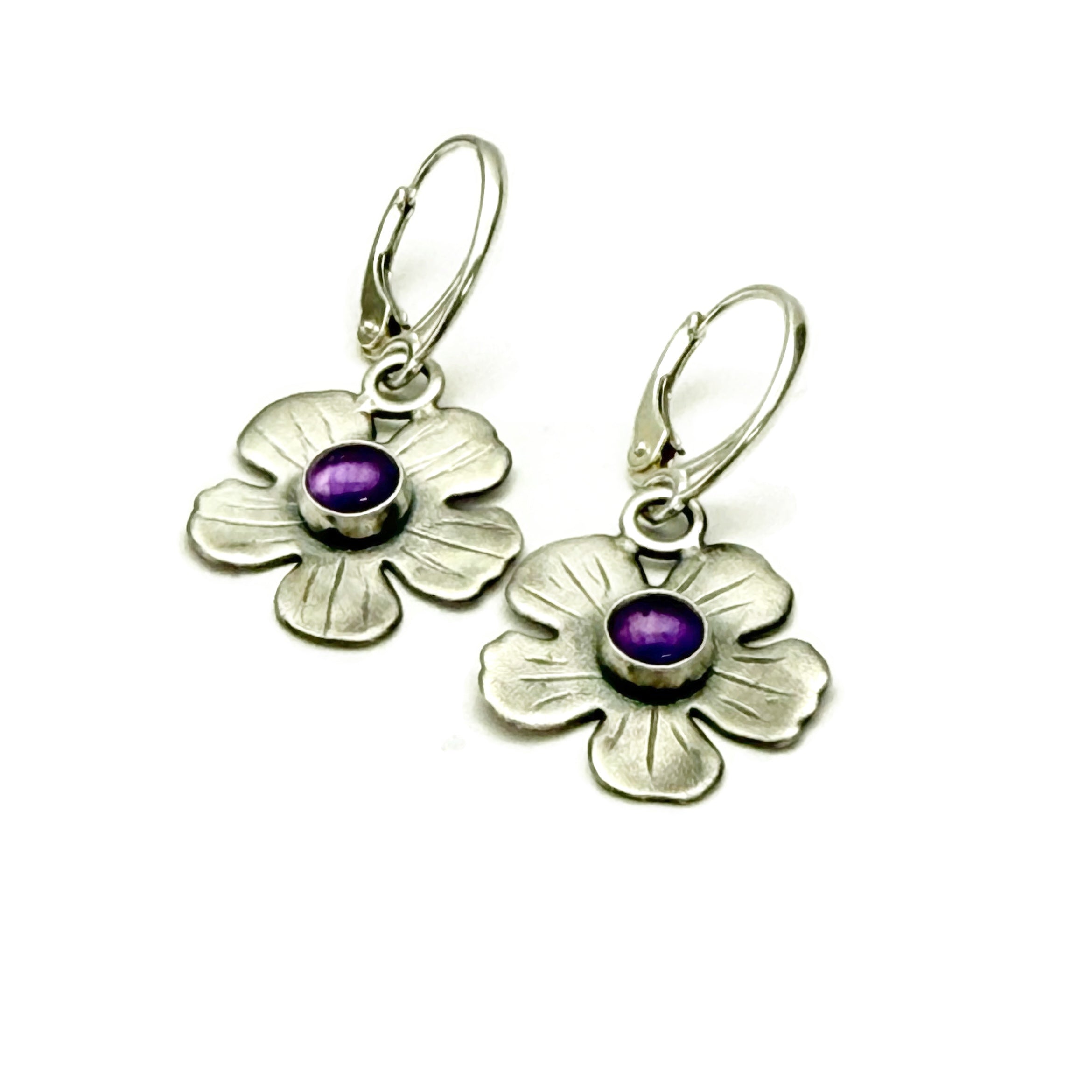 Sterling Silver and Amethyst Floral Earrings