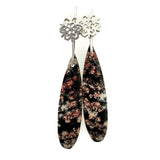 Red Snowflake Obsidian Teardrop Earrings