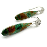 Chrysocolla and Sterling Silver Long Teardrop Earrings