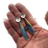 Leumurian Aquatine Blue Calcite and Sterling Silver Earrings