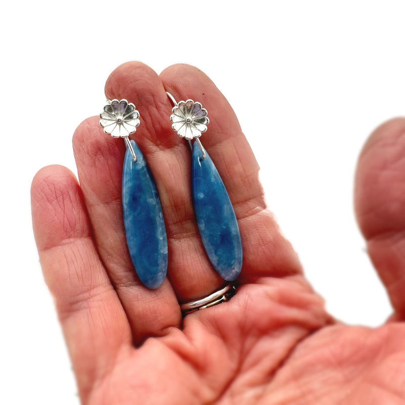 Blue Onyx and Sterling Silver Earrings