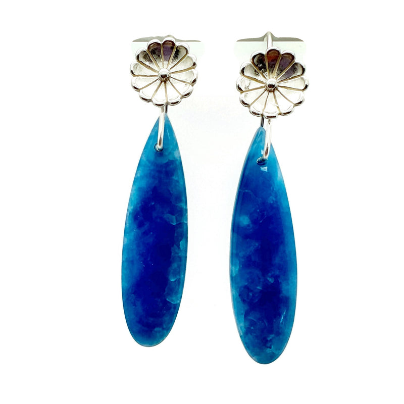 Blue Onyx and Sterling Silver Earrings