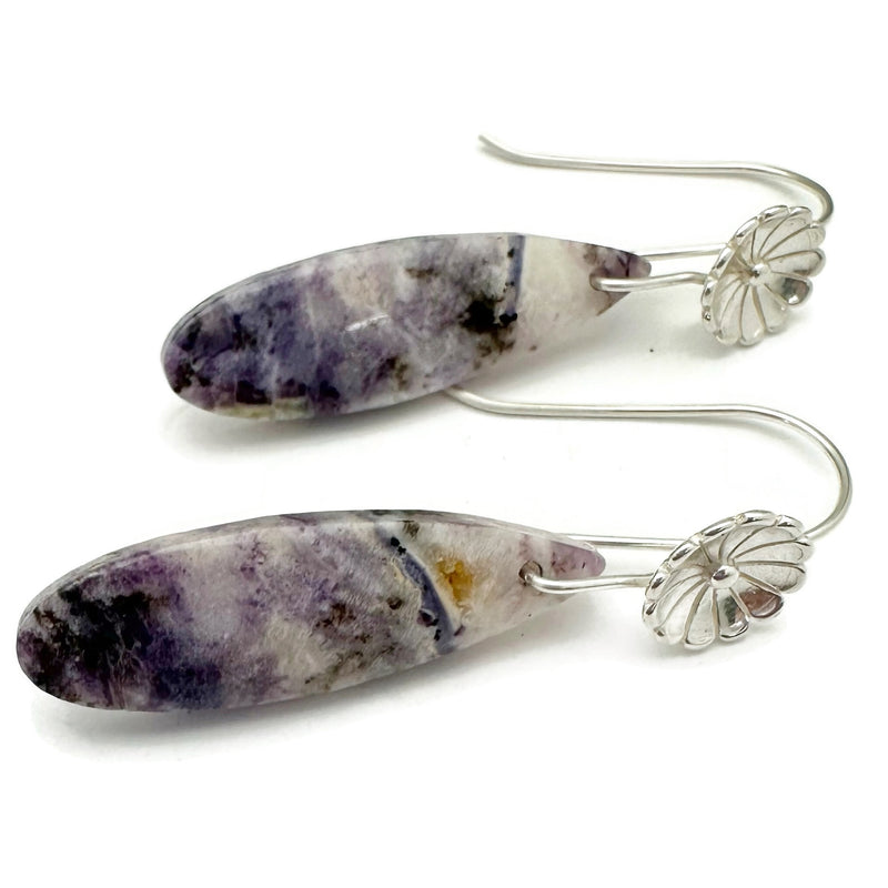 Purple Fluorite and Sterling Silver Earrings
