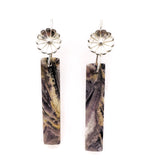 Purple Fluorite and Sterling Silver Long Rectangle Earrings
