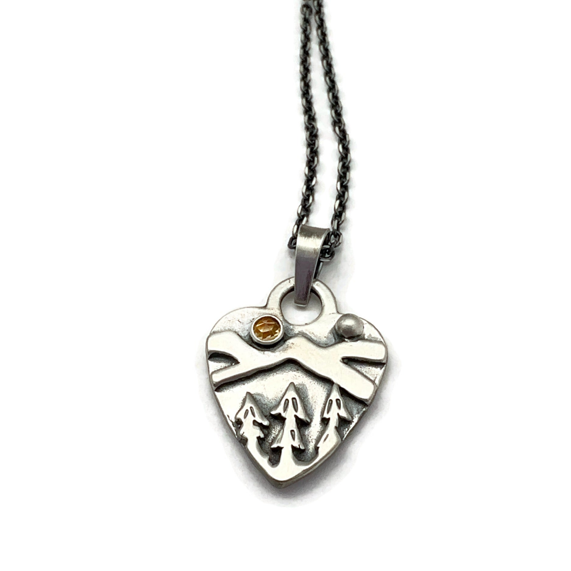 Sterling Silver Alpine Heart with Citrine Gemstone