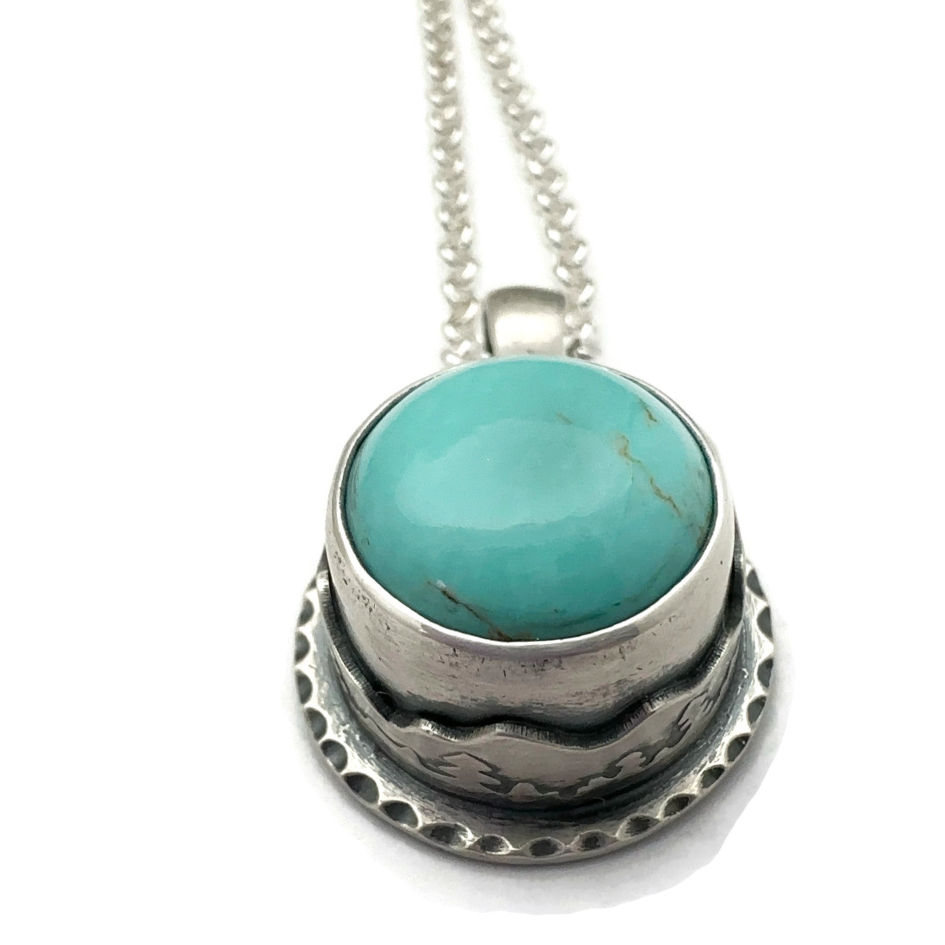 Into The Mountains Necklace Sterling Silver with Kingman Turquoise