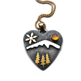 Alpine Heart - Medium Size - Let It Snow - Sterling Silver with 18k and 14k Gold