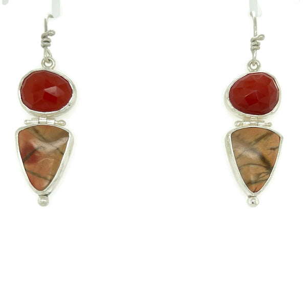 Cherry Creek Rhyolite and Carnelian Earrings