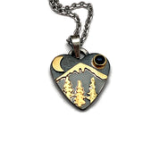Alpine Heart Sterling Silver, 18K Gold, Blue Sapphire, Jewelry Inspired by Nature by Artisan Cathy Enright