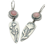 Sterling Silver with Pink Opal Wildflowers Earrings