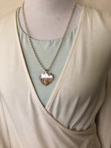 Mokume Gane Aspen Leaf Necklace with Peridot Gemstone