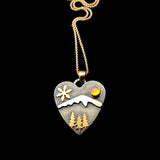 Alpine Heart - Medium Size - Let It Snow - Sterling Silver with 18k and 14k Gold