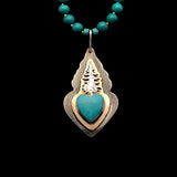 Alpine Pendant Love Grows - Mixed Metals Pine Tree and Turquoise Heart