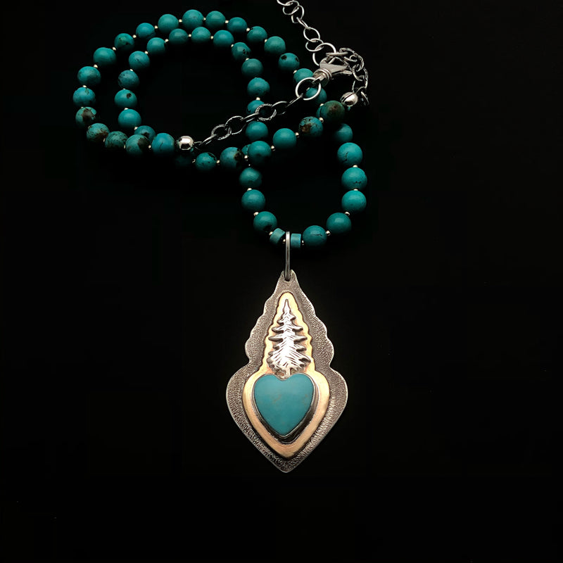 Turquoise and Mixed Metals Alpine Pendant